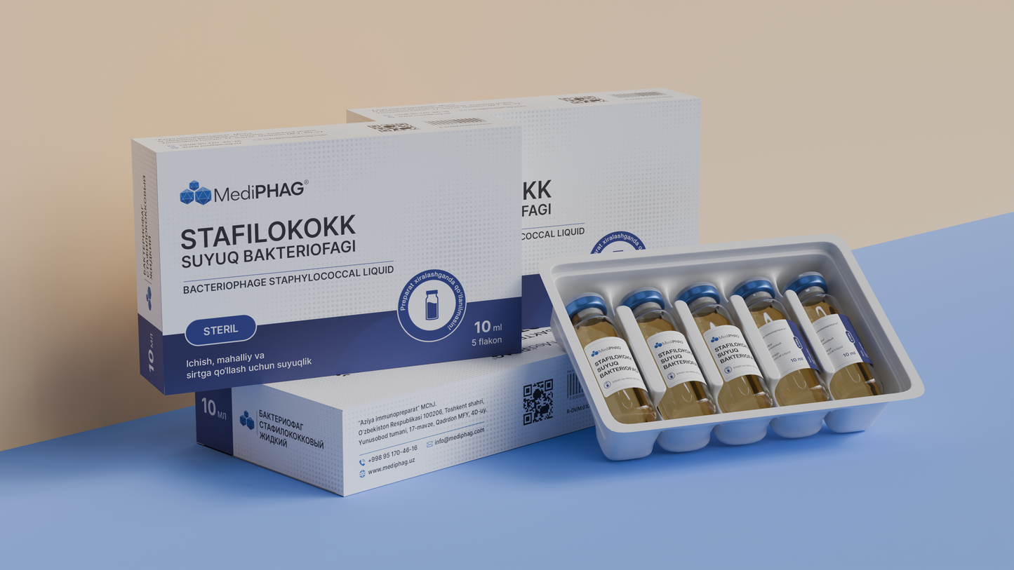 BACTERIOPHAGE STAPHYLOCOCCAL LIQUID , 10 ml * 5 glass bottles